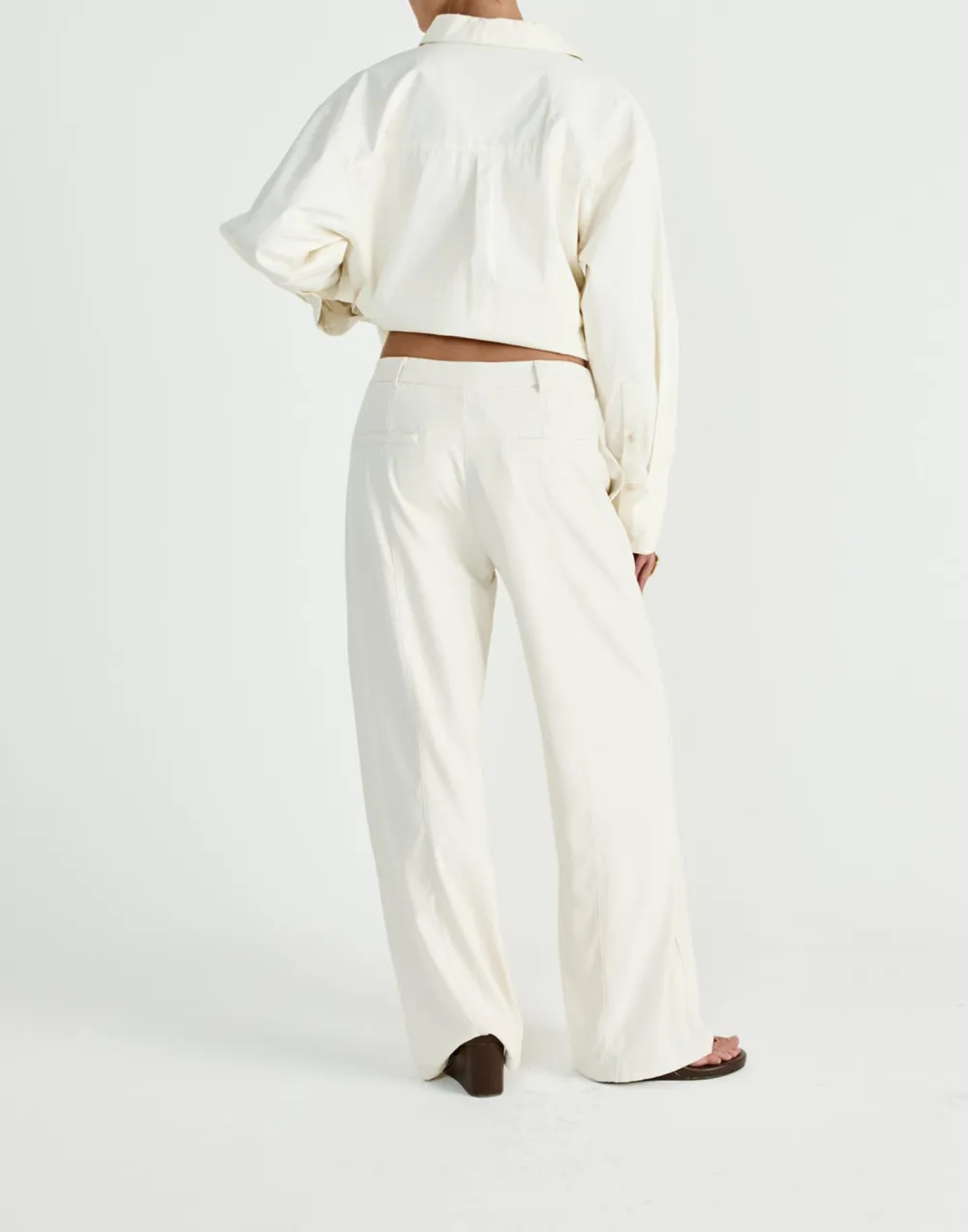 Designer Button-Detailed Mid-Rise Wide-Leg Trousers