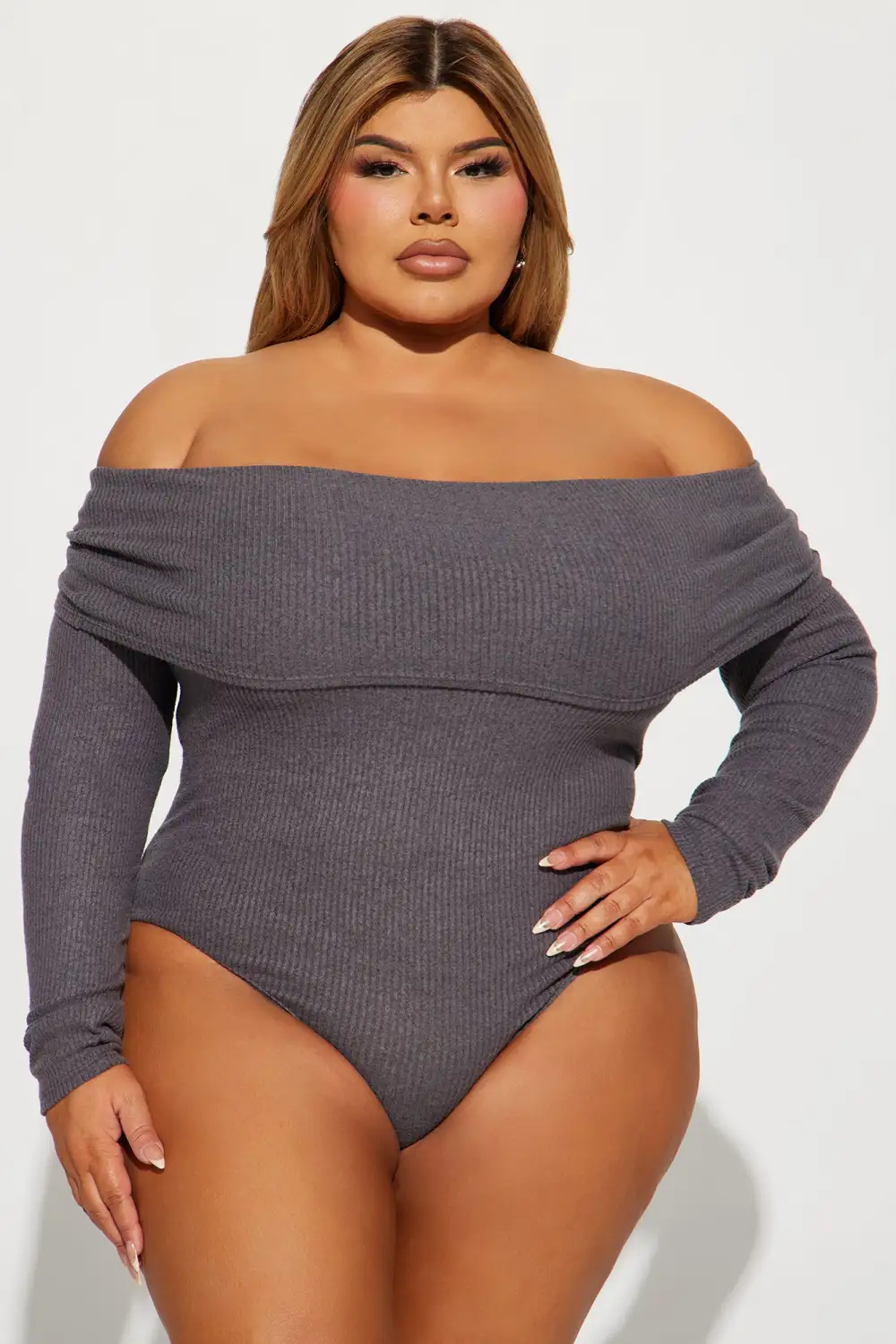 Sydney Off Shoulder Bodysuit - Charcoal