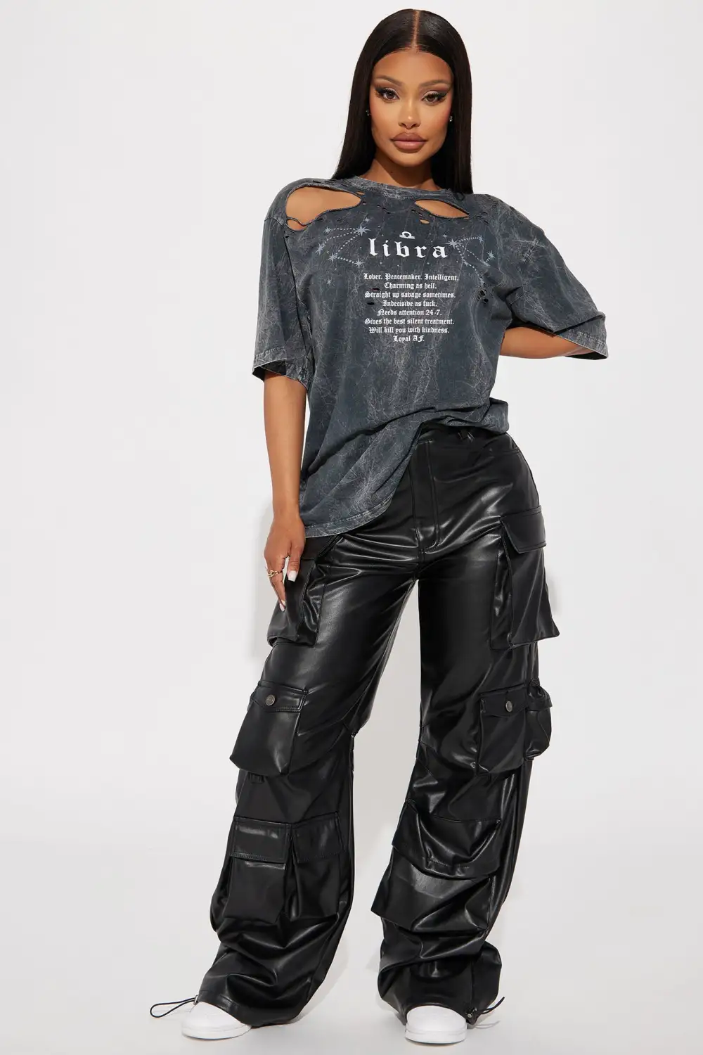 Libra Distressed Tee - Charcoal