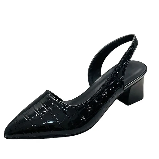 Women's Sandals Block Heel Sandals Plus Size Comfort Shoes Work Daily Chunky Heel Pointed Toe Elegant Minimalism Faux Leather Ankle Strap Snake Black Brown