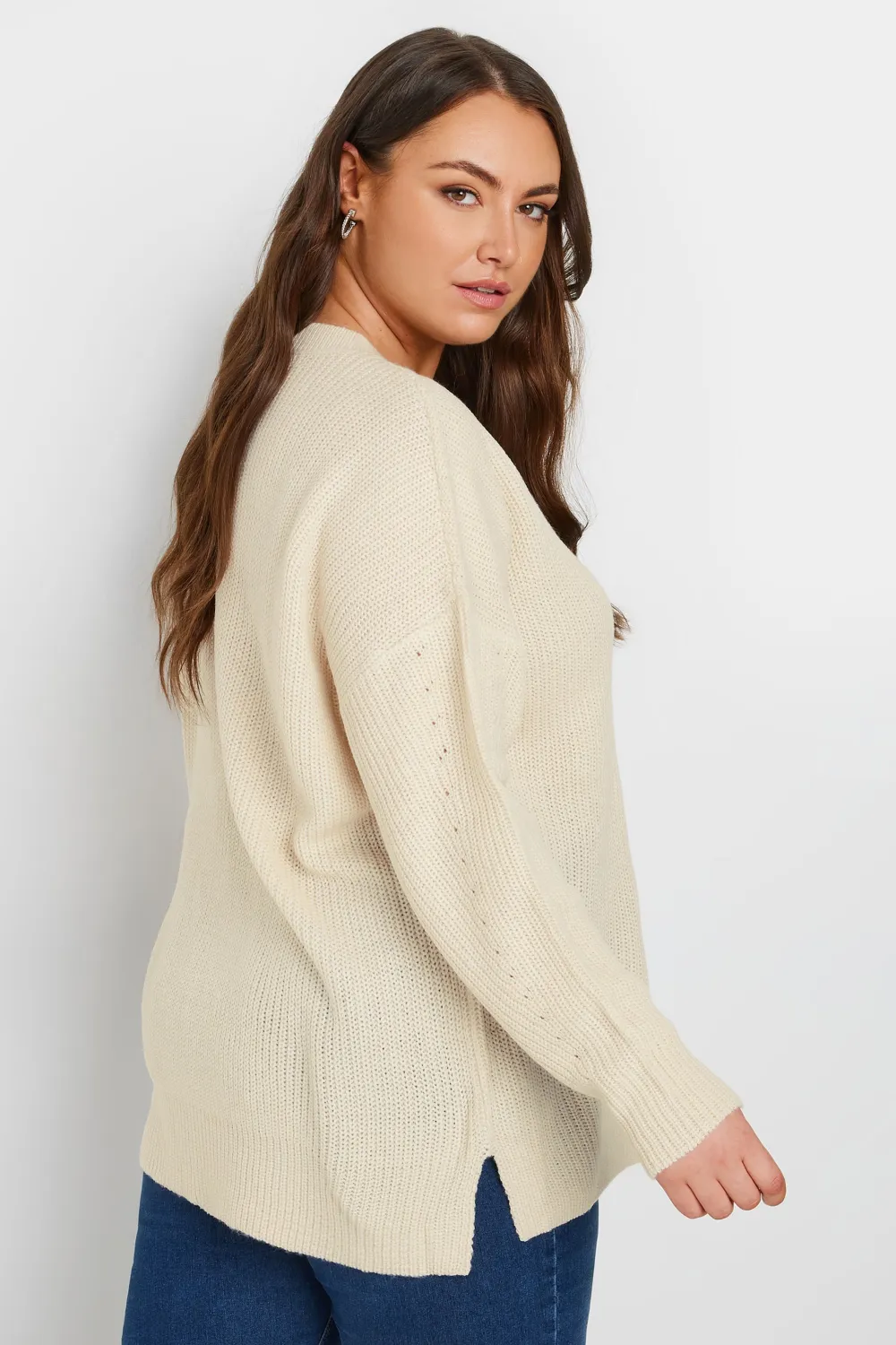 YOURS Curve Stone Brown Knitted Jumper