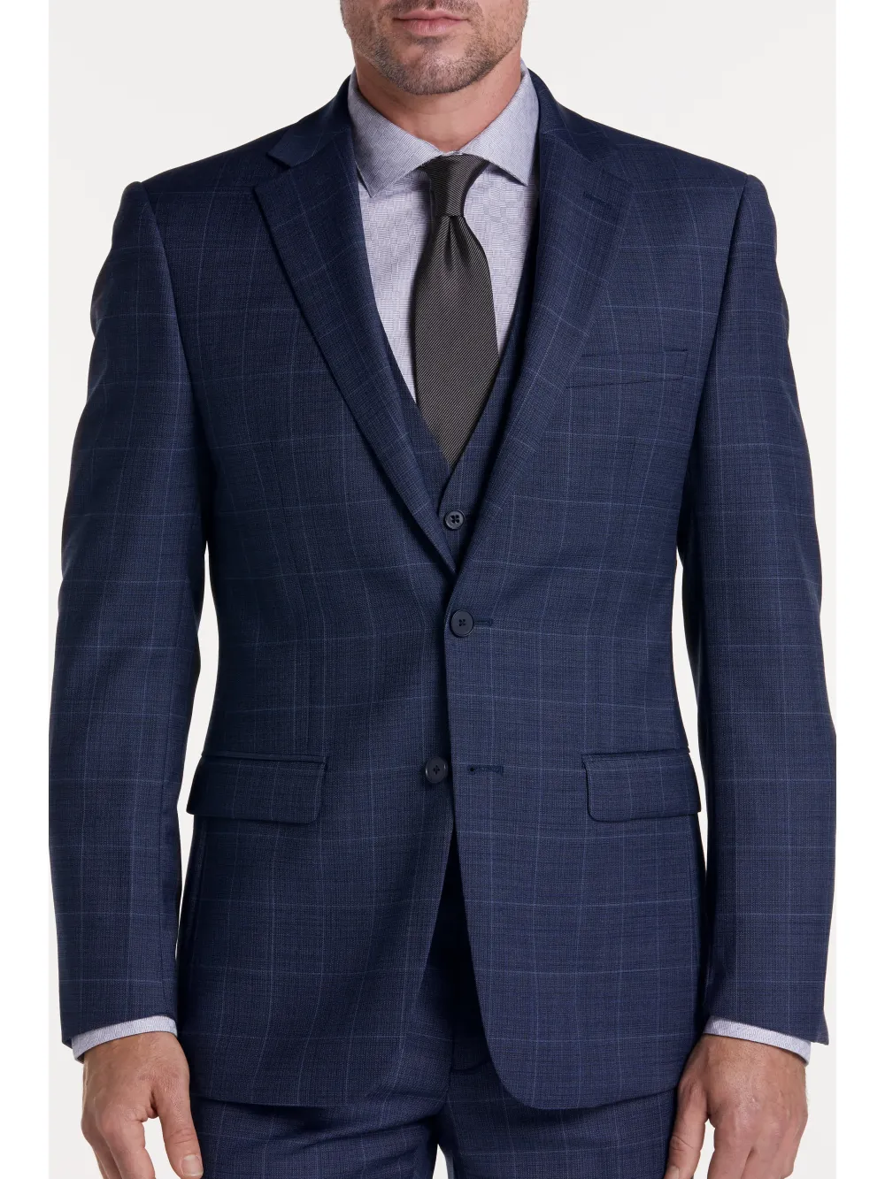 Calvin Klein Slim Fit Wool Blend Windowpane Suit Jacket