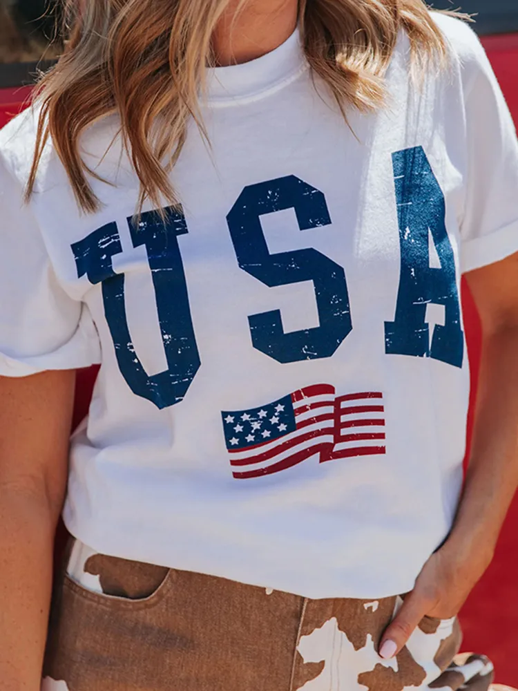 Women's Vintage Flag Independence Day T-shirt