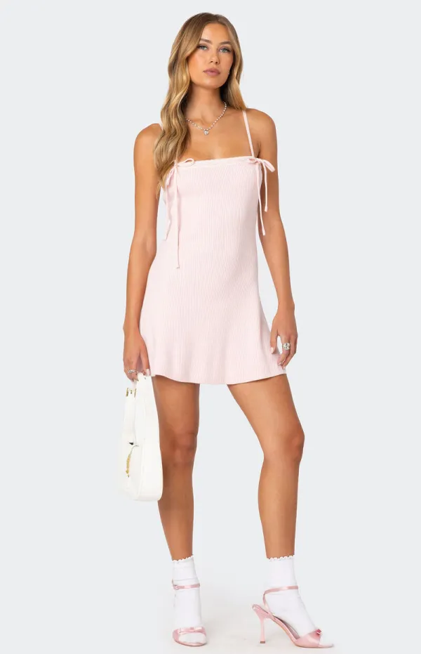 Edikted Fridah Ribbed Knit Mini Dress