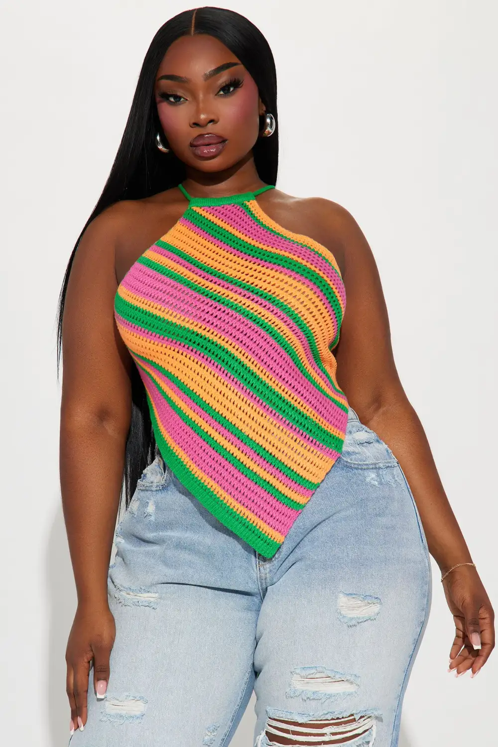 Swirl Crochet Top - Pink/combo