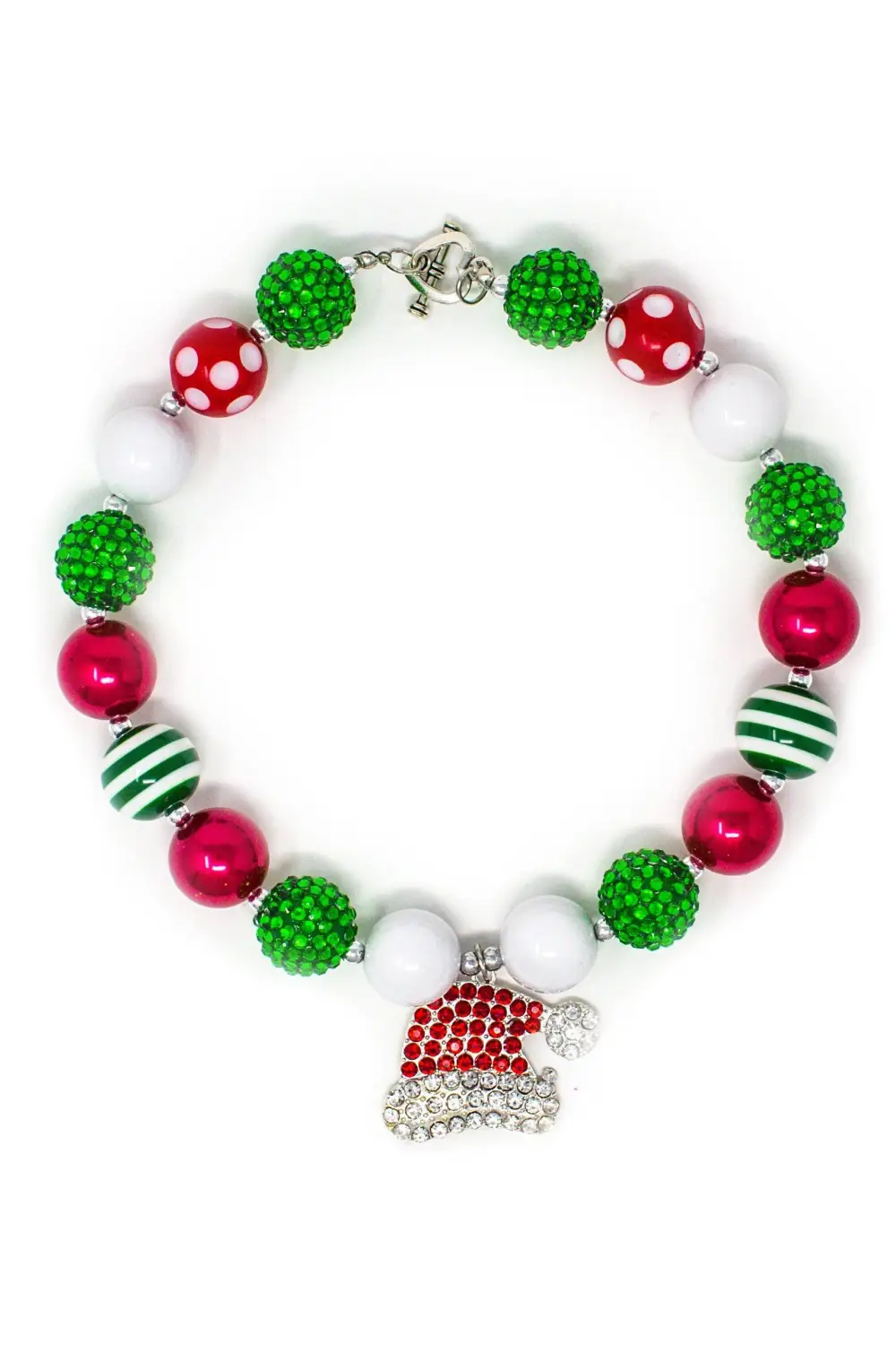 Glitter Santa Hat Bubblegum Necklace