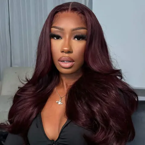 Hot Selling Sterly Hair Dark Purple Plum Body Wave Human Hair Wig BUG Colored Wigs