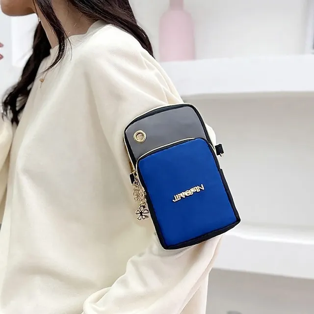 Men's Women's Crossbody Bag Shoulder Bag Wristlet Mobile Phone Bag Oxford Cloth Outdoor Daily Zipper Large Capacity Waterproof Lightweight Color Block Black Red Blue