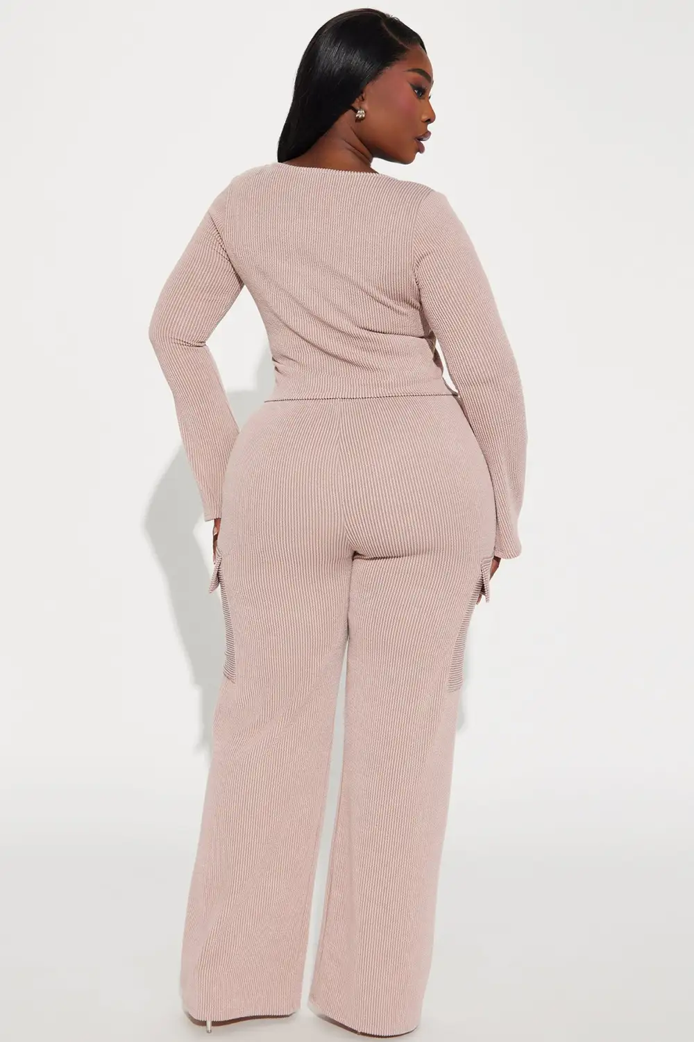 Nobody Like Me Ribbed Pant Set - Taupe