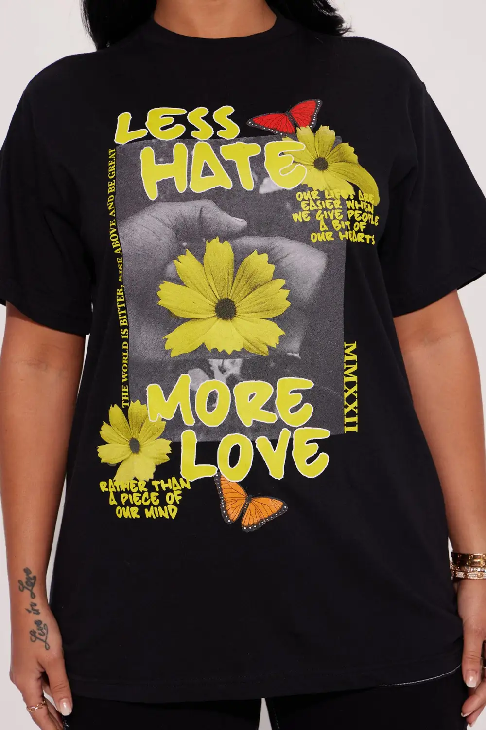 Less Haters More Love Graphic Tshirt - Black