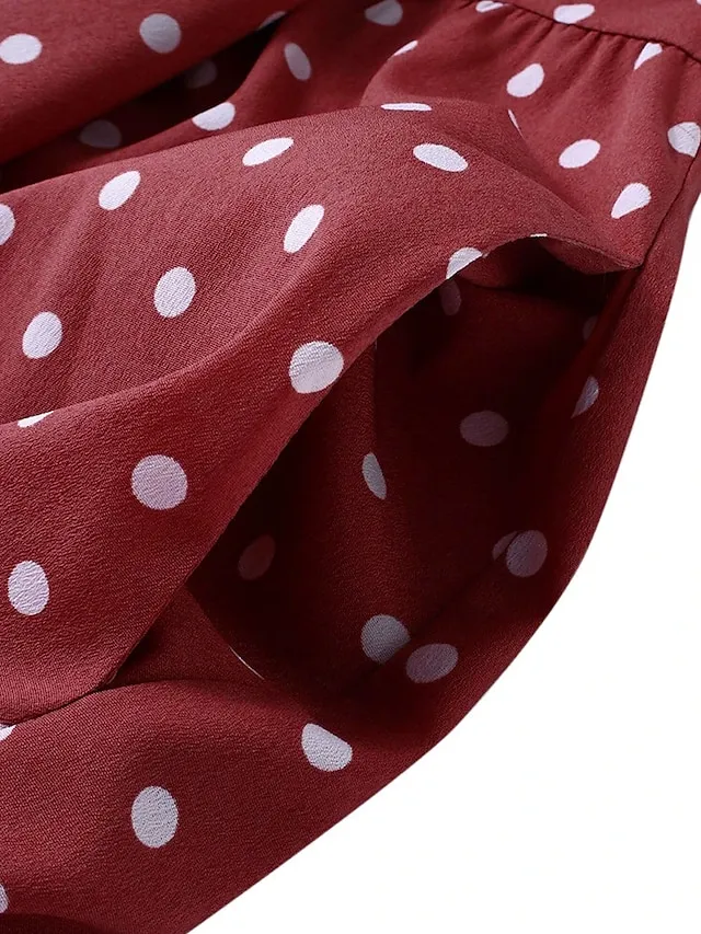 Women's Casual Dress Swing Dress Polka Dot Dress Long Dress Maxi Dress Green Blue Yellow Short Sleeve Polka Dot Print Spring Summer Crew Neck Basic Daily Weekend Loose Fit 2023 L XL XXL 3XL 4XL 5XL