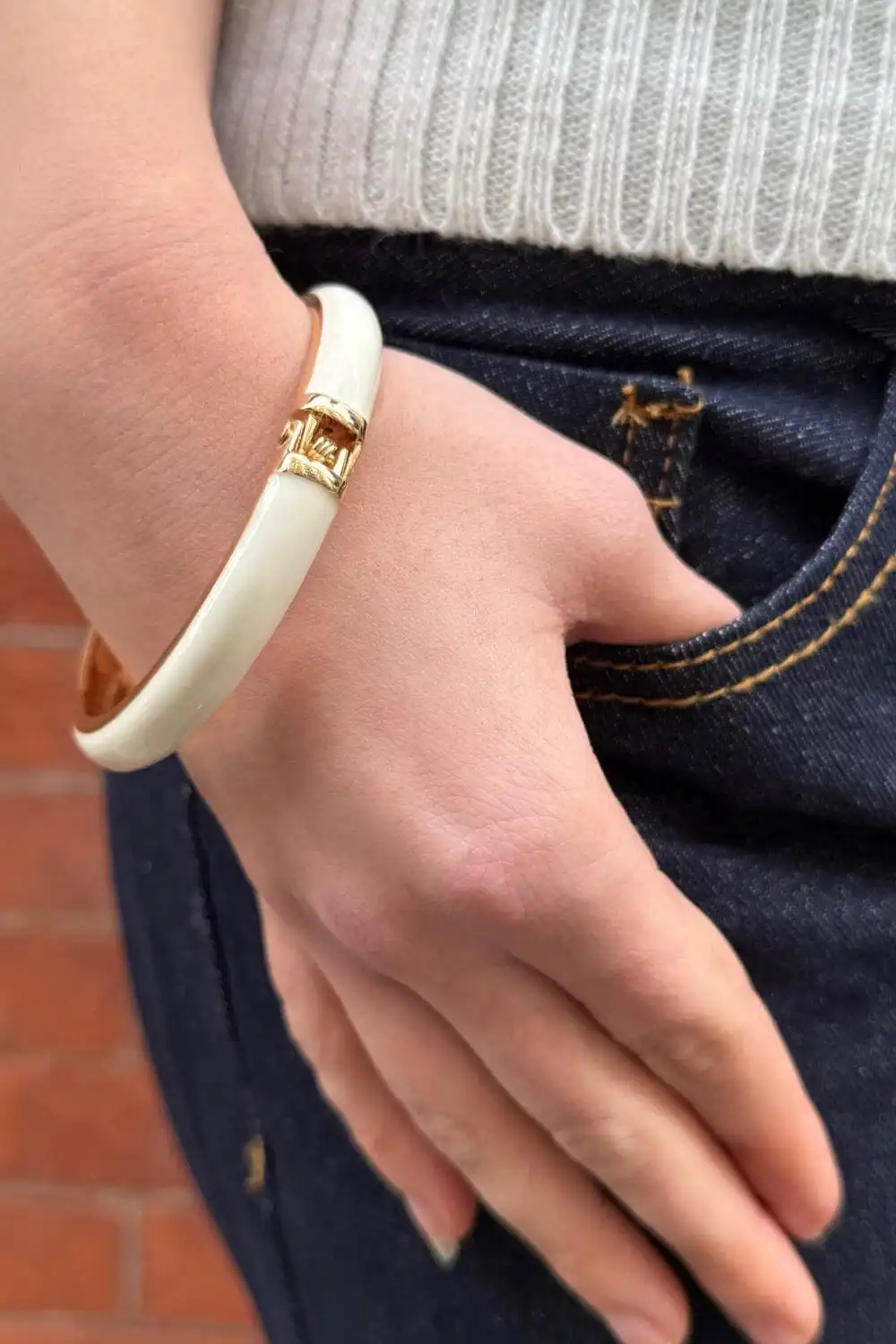 Smooth White Bangle Bracelet