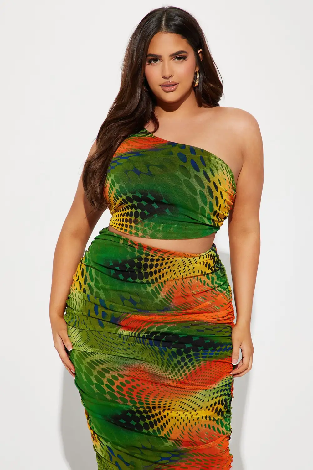 Keep The Vibe Skirt Set - Orange/combo