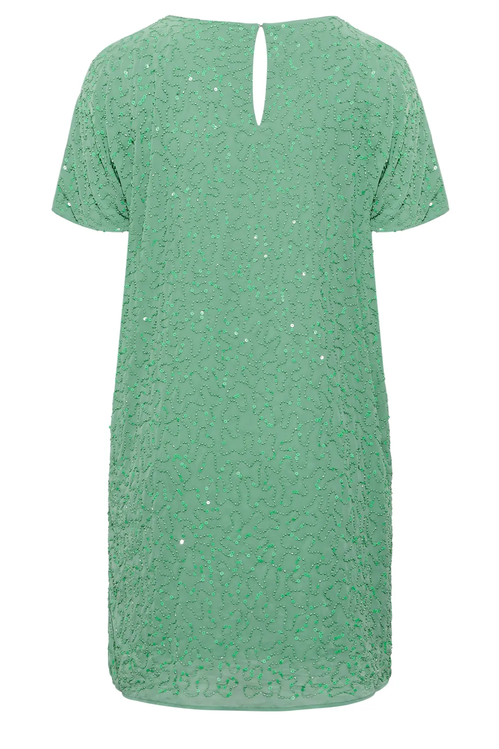 LUXE Curve Teal Green Sequin Hand Embellished Cape Dress