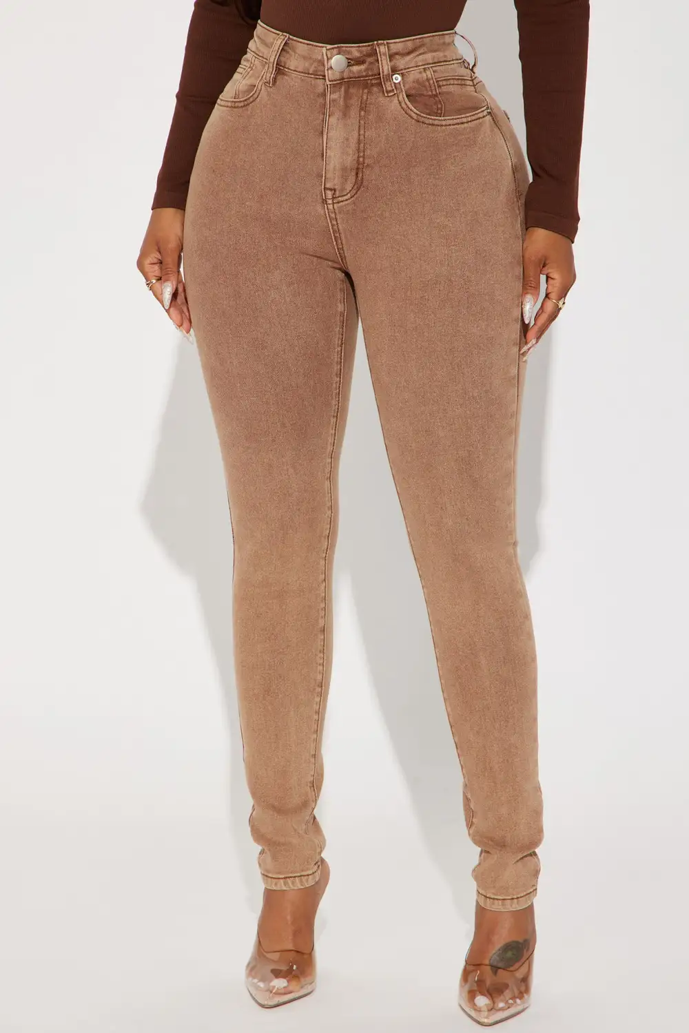 Shape Up Sculpting Stretch Skinny Jeans - Brown