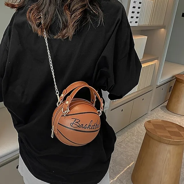 Women's Shoulder Bag PU Leather Party Daily Large Capacity Waterproof Durable White basketball White football Pink basketball