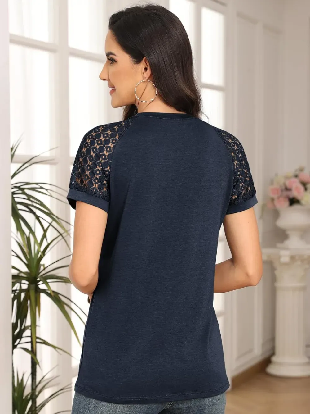 AUTOMET Womens Tshirts Trendy Fashion Tops Lace Short Sleeve Business Tee Shirts Casual Knitted Blouses Summer Outfits 2024