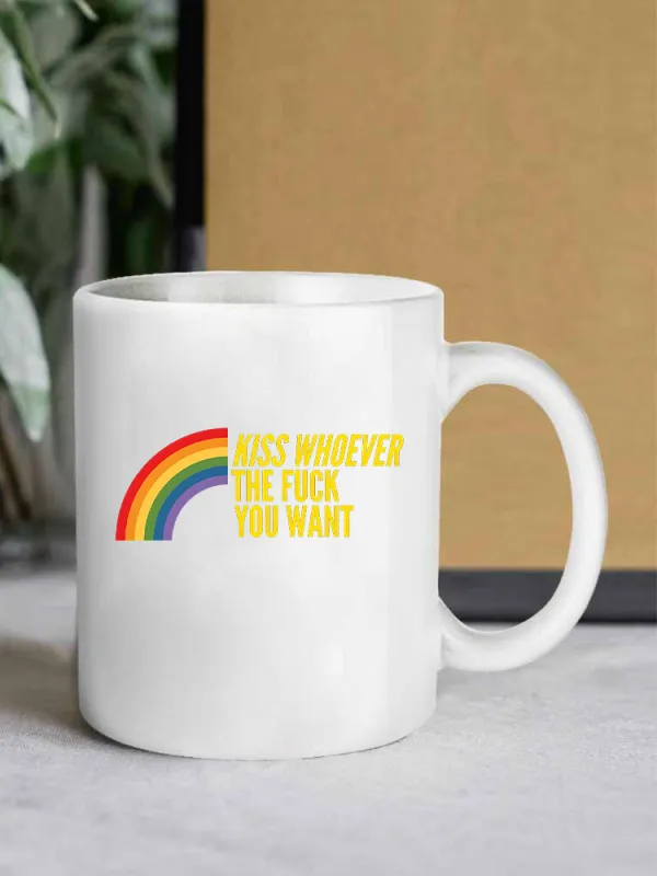 Kiss Whoever The Fuck You Want Letter Printed Double-Sided Mug