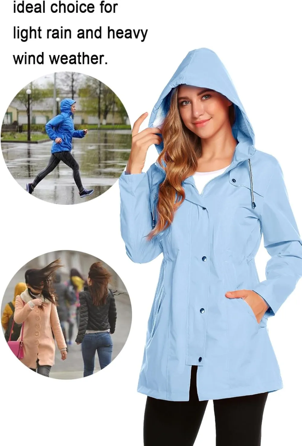 Womens Lightweight Hooded Waterproof Active Outdoor Rain Jacket S-XXL