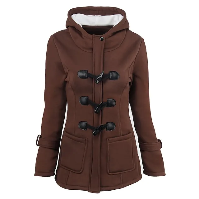 Women's Winter Coat Cropped Hooded Coat Thermal Warm Heated Jacket Fall Casual Street Jacket Long Sleeve with Pockets Black Army