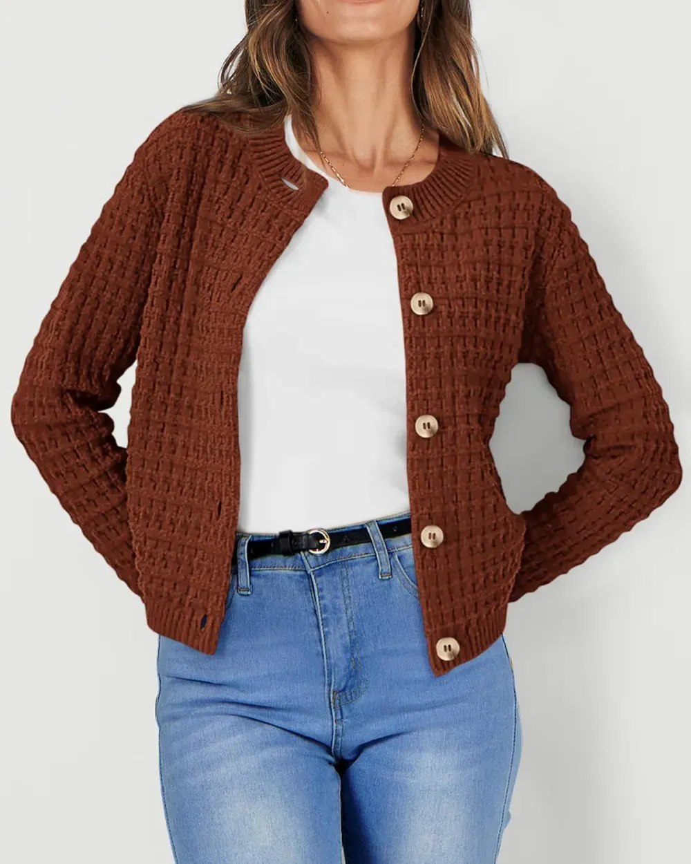 Women's Knit Cardigan Sweaters Casual Long Sleeve Open Front Button Down Trendy Jackets Outerwear