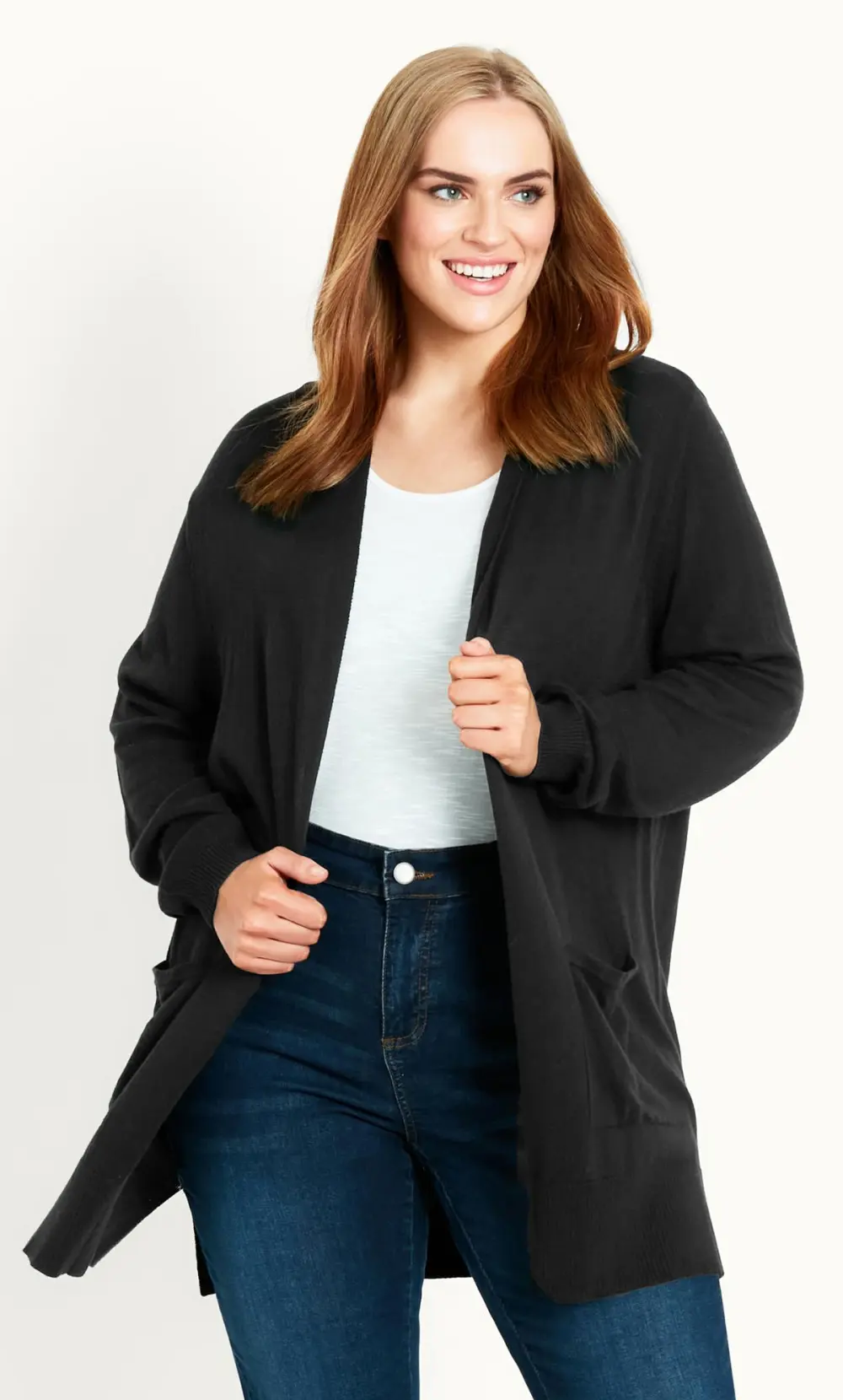 Evans Black Hooded Cardigan