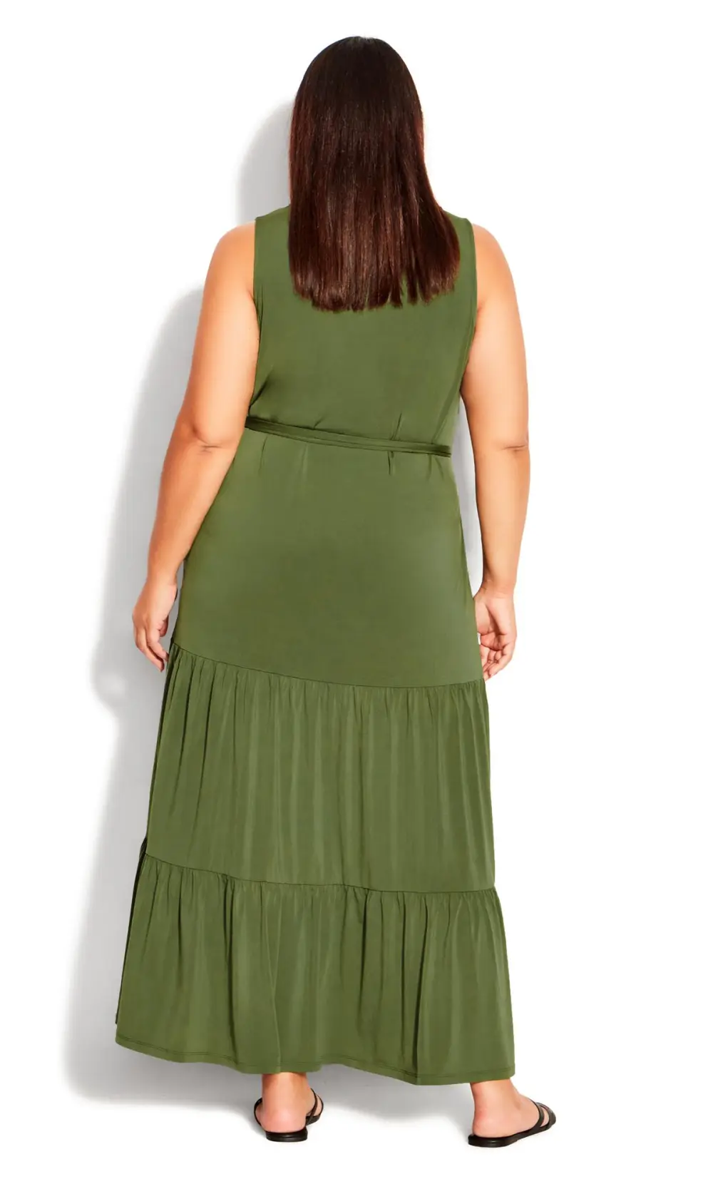 Evans Green Tiered Plain Maxi Dress