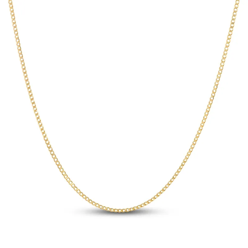 Solid Curb Chain Necklace 14K Yellow Gold 18