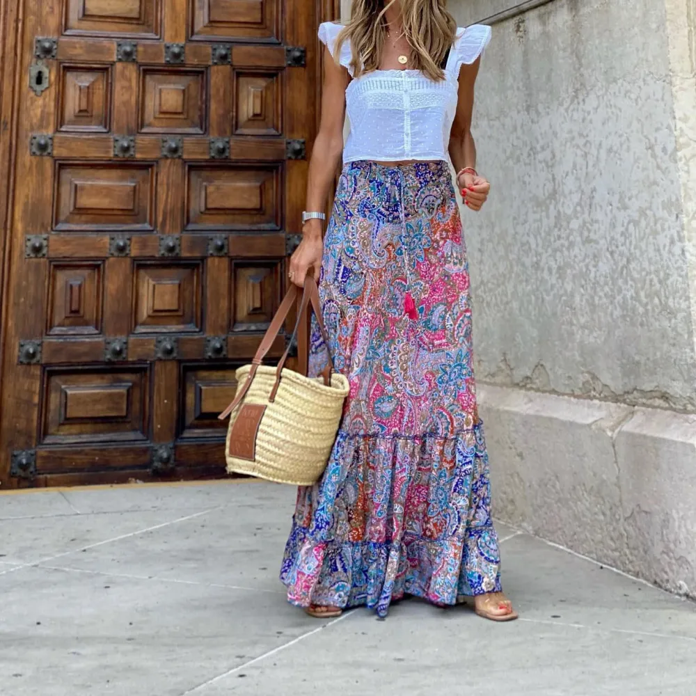 Loose Printed Long Skirt