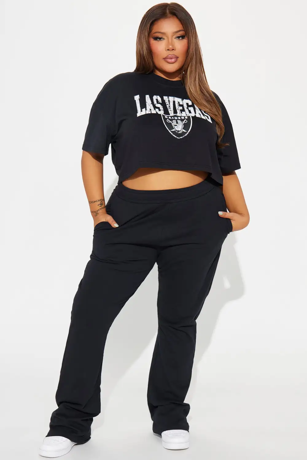 Raiders Game Plan Cropped Tee - Black