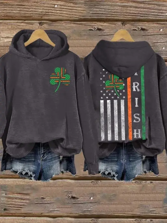 Women'S Flag Irish St. Patricks Day Print Casual Hoodie