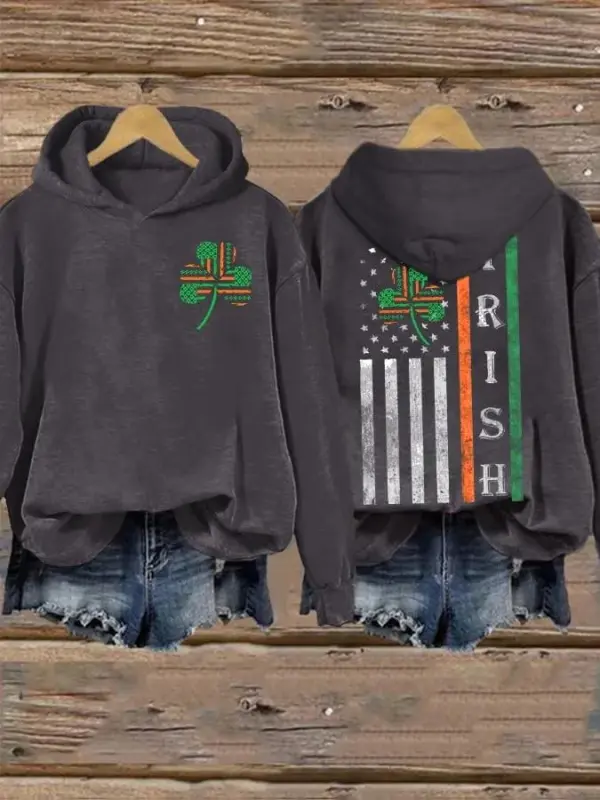 Women'S Flag Irish St. Patricks Day Print Casual Hoodie