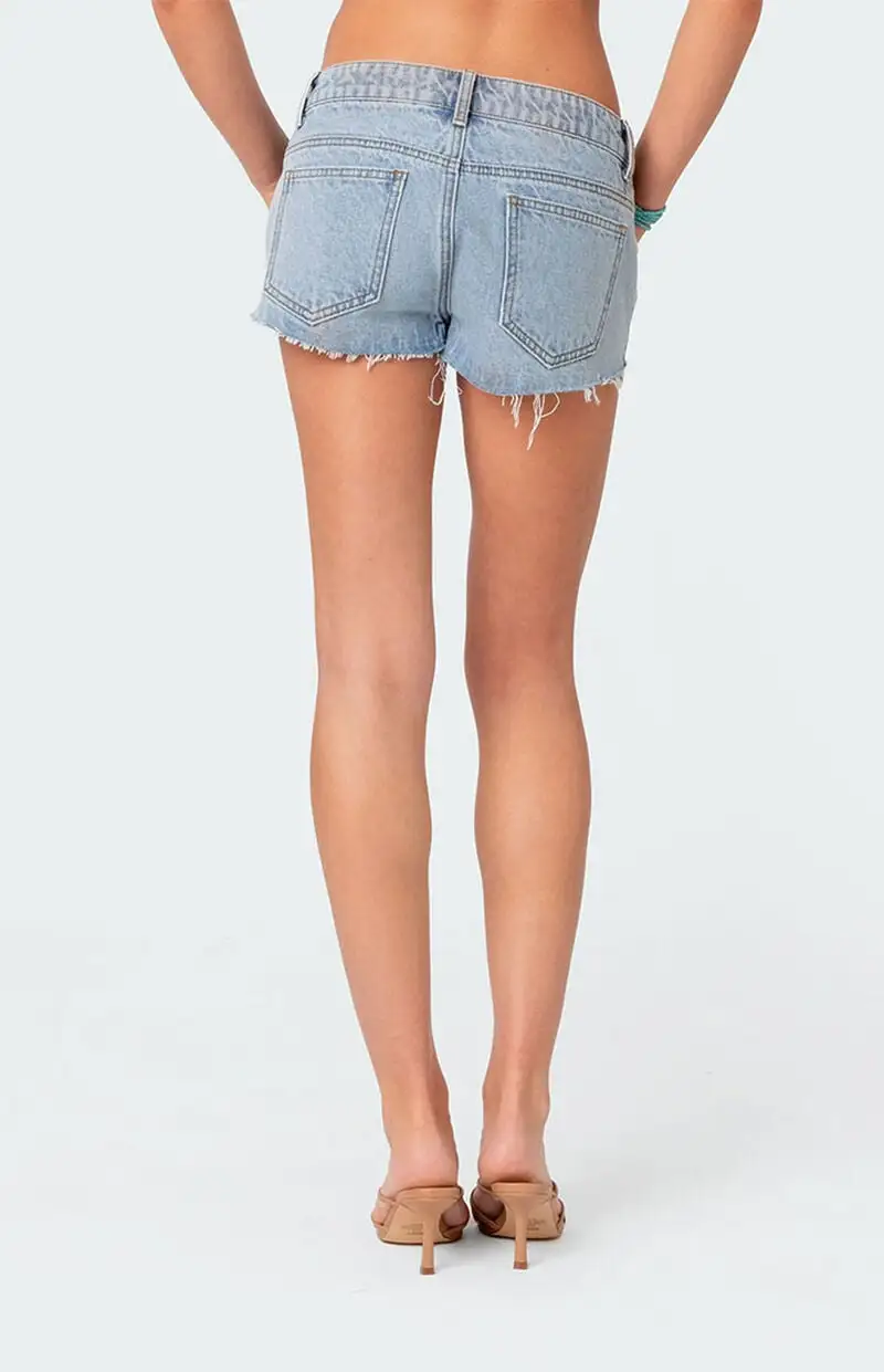 Edikted Devin Low Rise Micro Denim Shorts