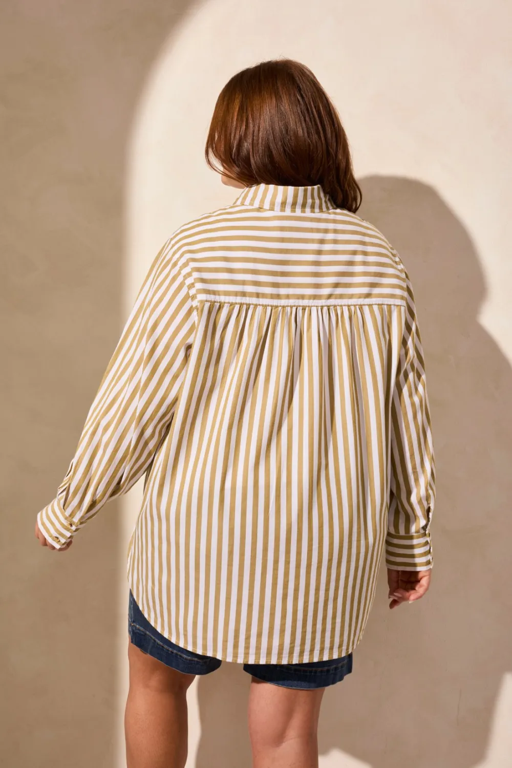 Stripe Button-Front Shirt-Greenmoss