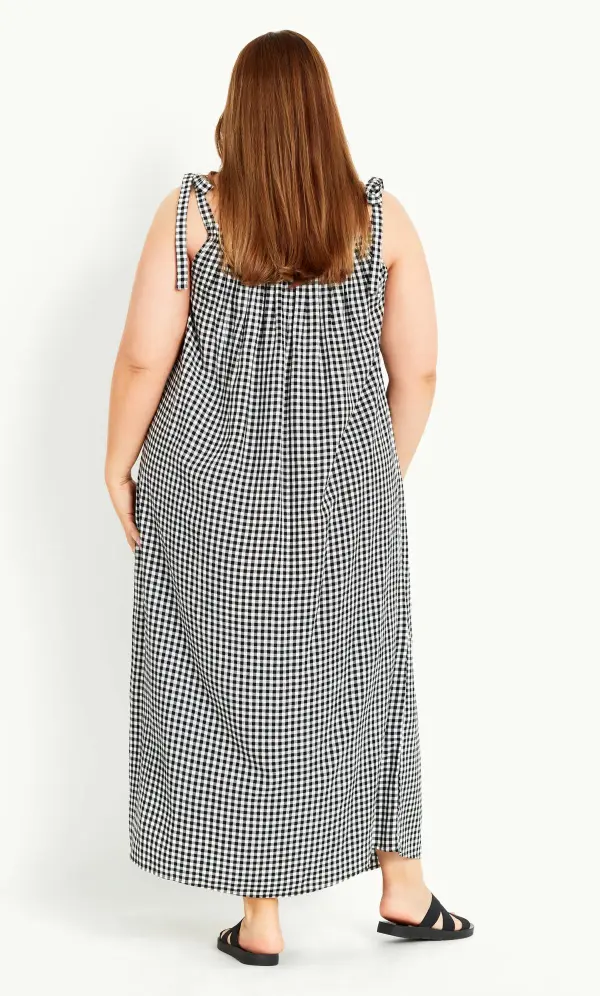 Evans Black Gingham Print Maxi Dress