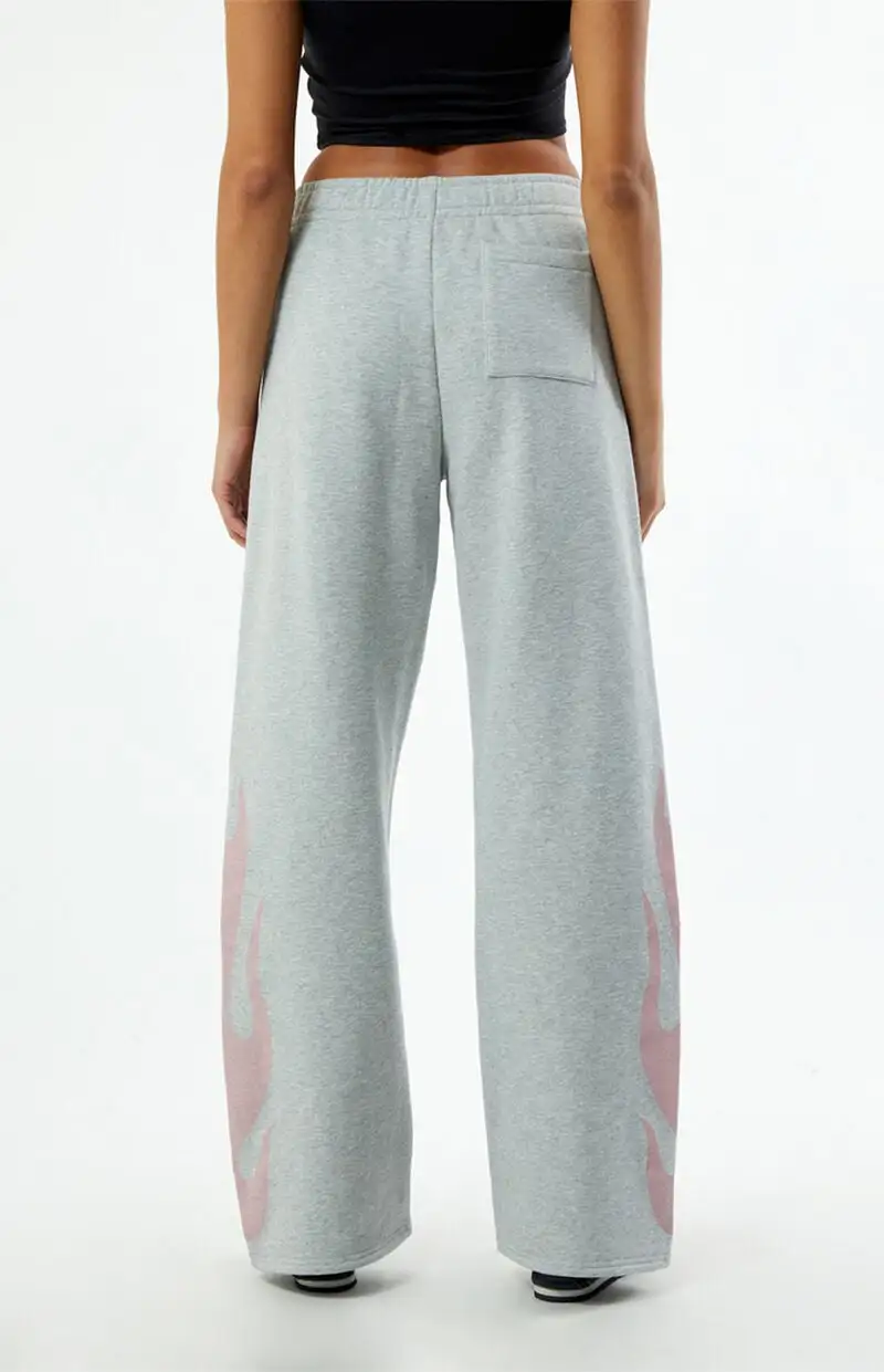 PacSun Pink Flames Baggy Sweatpants
