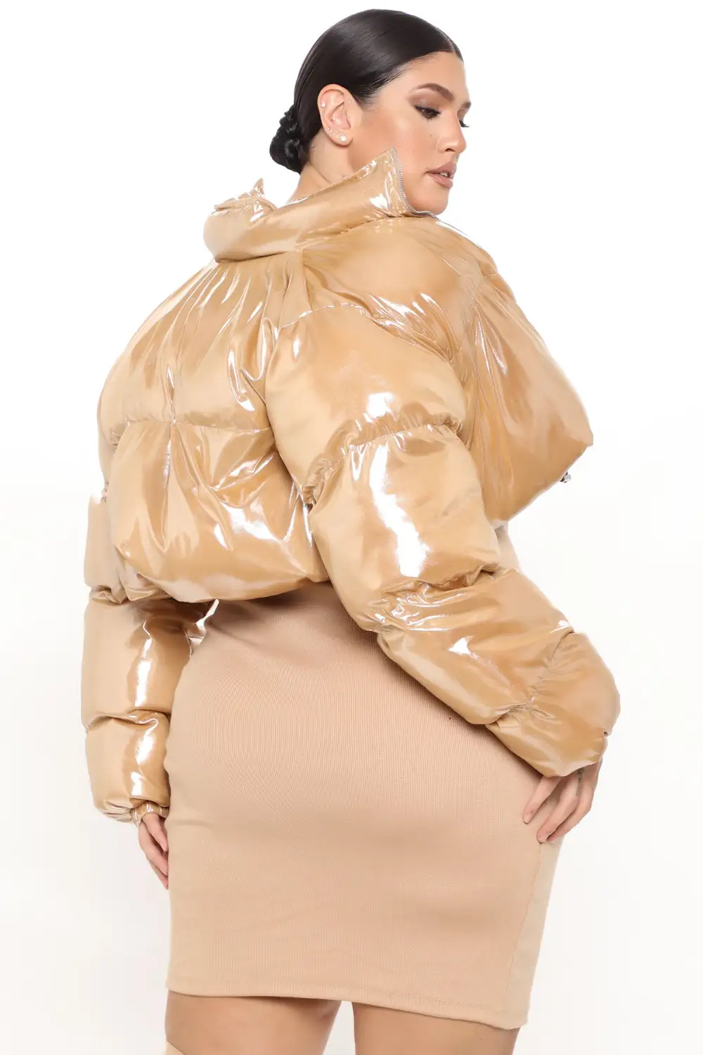 Cause A Scene Cropped Puffer Jacket - Gold