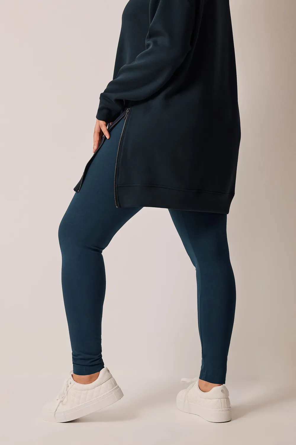 EVANS Curve Navy Blue Cotton Stretch Leggings