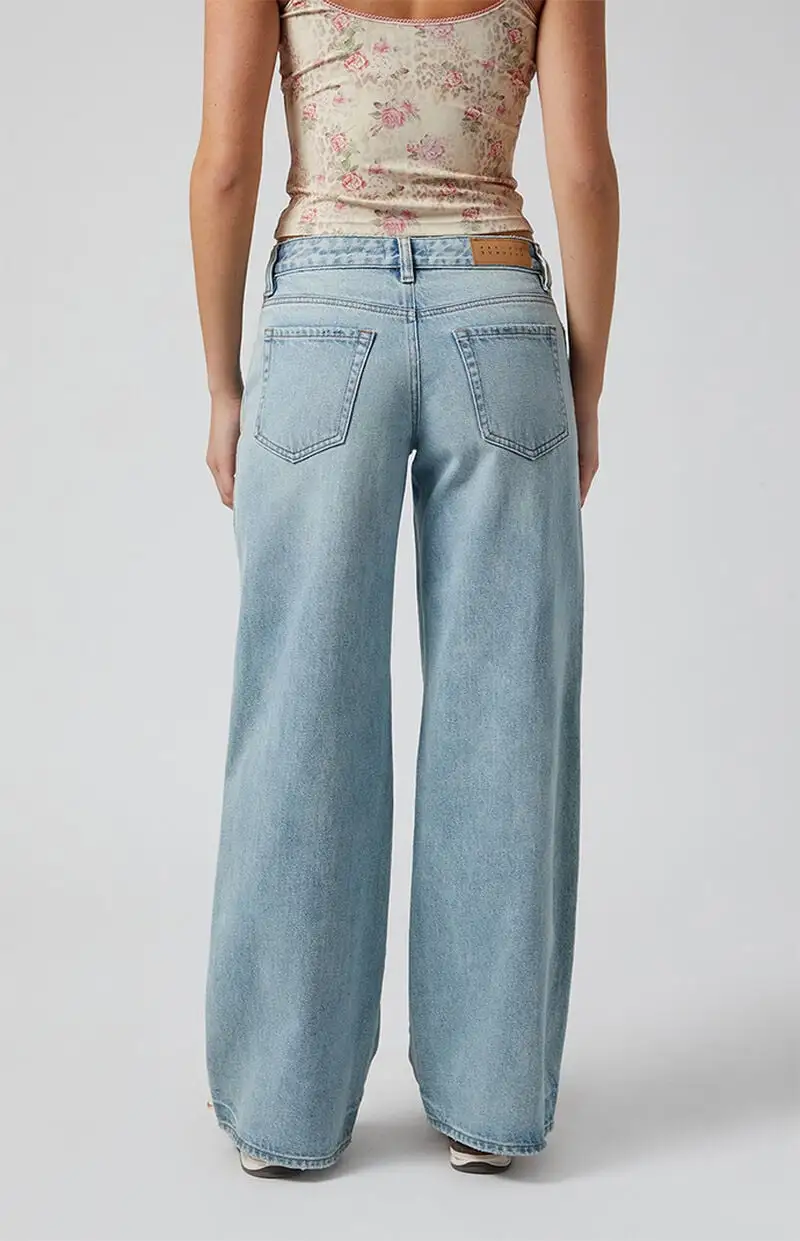 PacSun Casey Ripped Low Rise Baggy Jeans Light Indigo