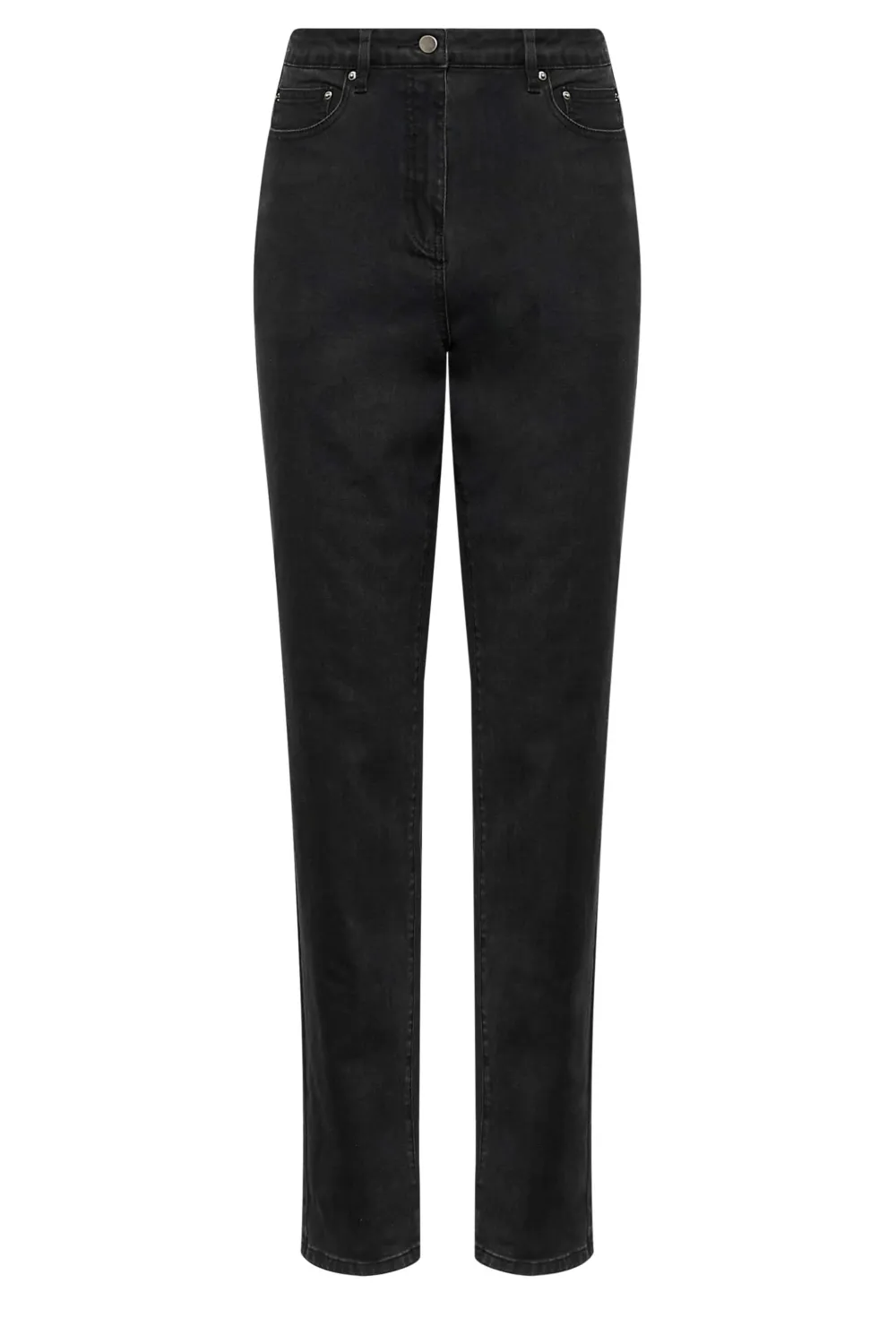 LTS Tall Black Washed UNA Stretch Mom Jeans