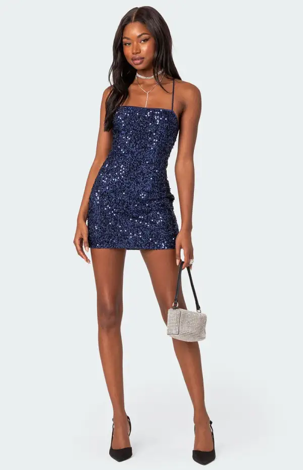 Edikted Kiara Strappy Sequin Mini Dress