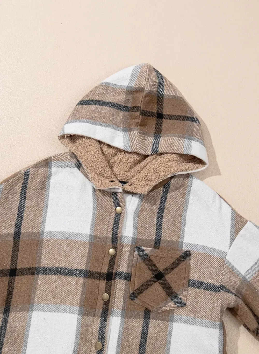 Women's Flannel Hooded Plaid 2025 Shacket Thick Coat Winter Coat for Warmth Button down Warm and Fuzzy Fleece Jacket