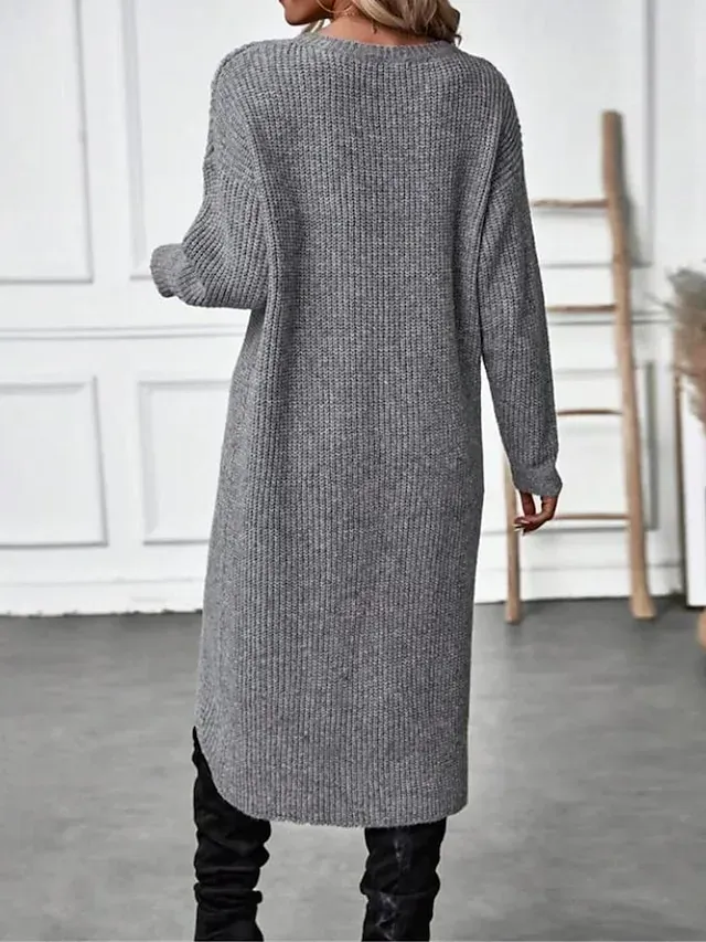 Women's Christmas Dress Sweater Dress Jumper Dress Midi Dress Knitwear Ugly Warm Letter Christmas Tree Ugly Christmas Outdoor Christmas Casual Daily Crew Neck Long Sleeve 2023 Regular Fit White Dark