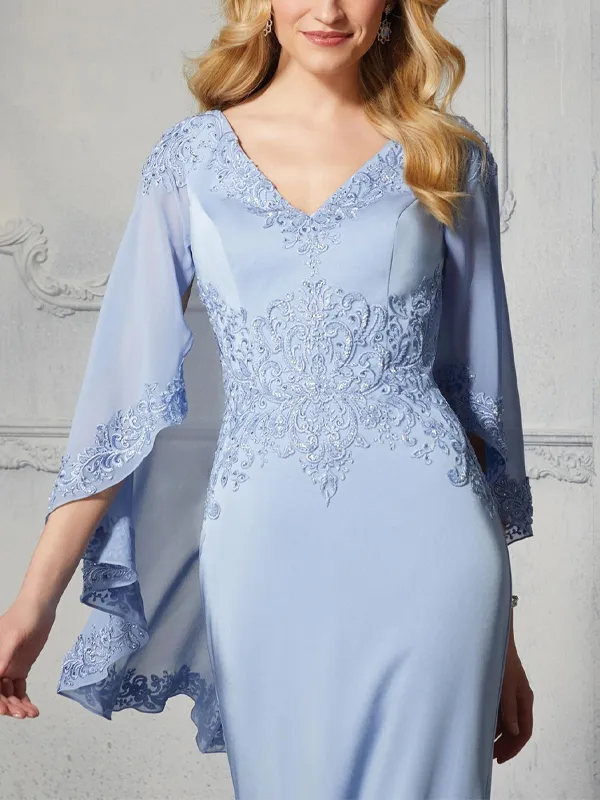 V-neck chiffon lace maxi dress