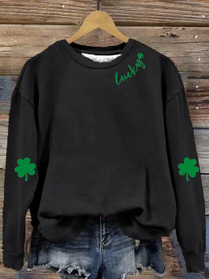Women's St. Patrick's Lucky Clover Printed Sweatshirt