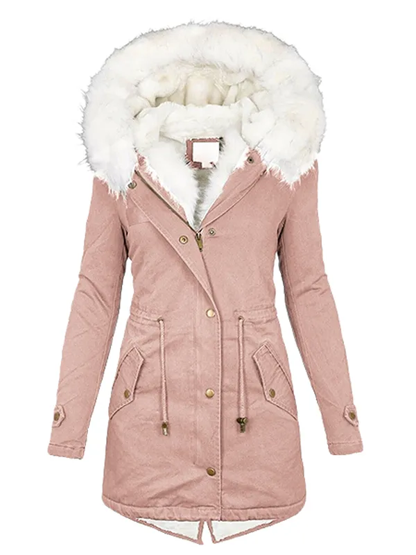 Ladies winter warm hooded coat