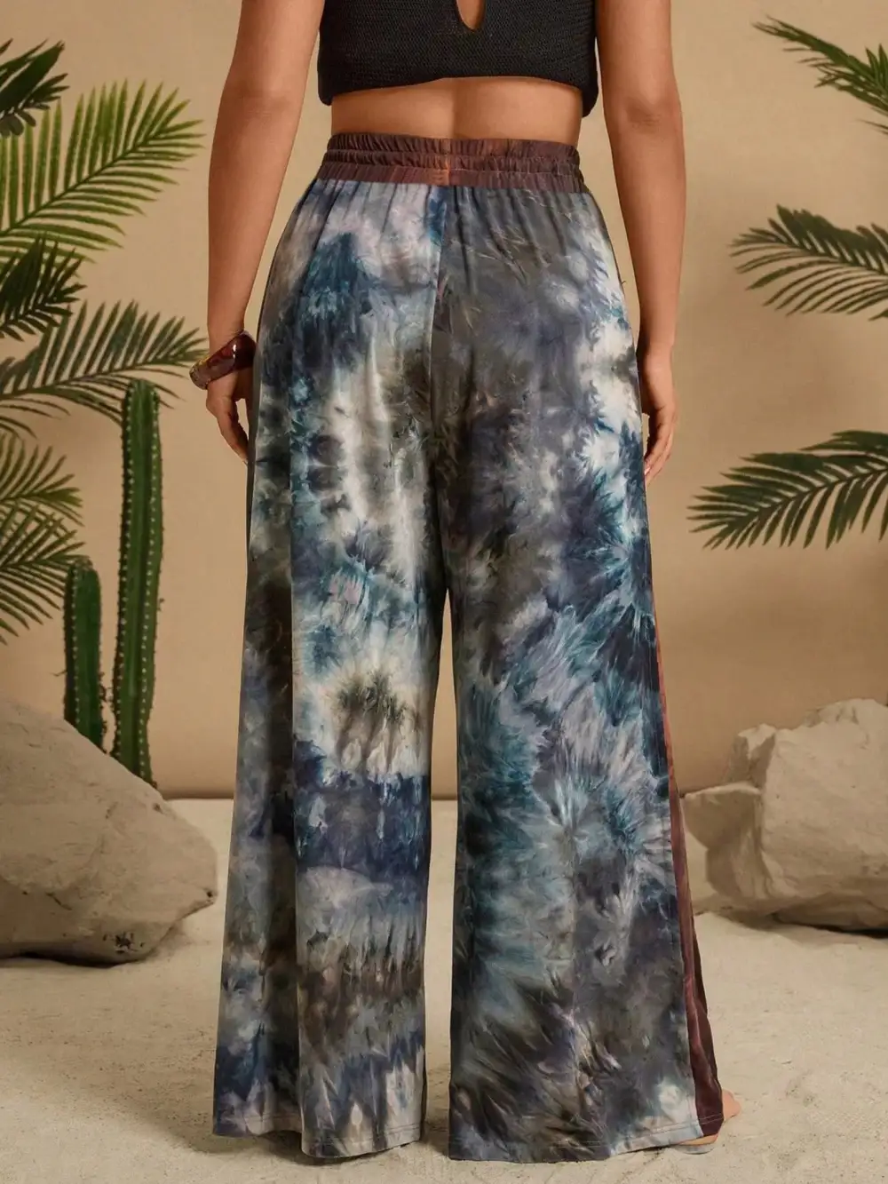 Full Size Tie Dye Wide Leg Pants Plus Size
