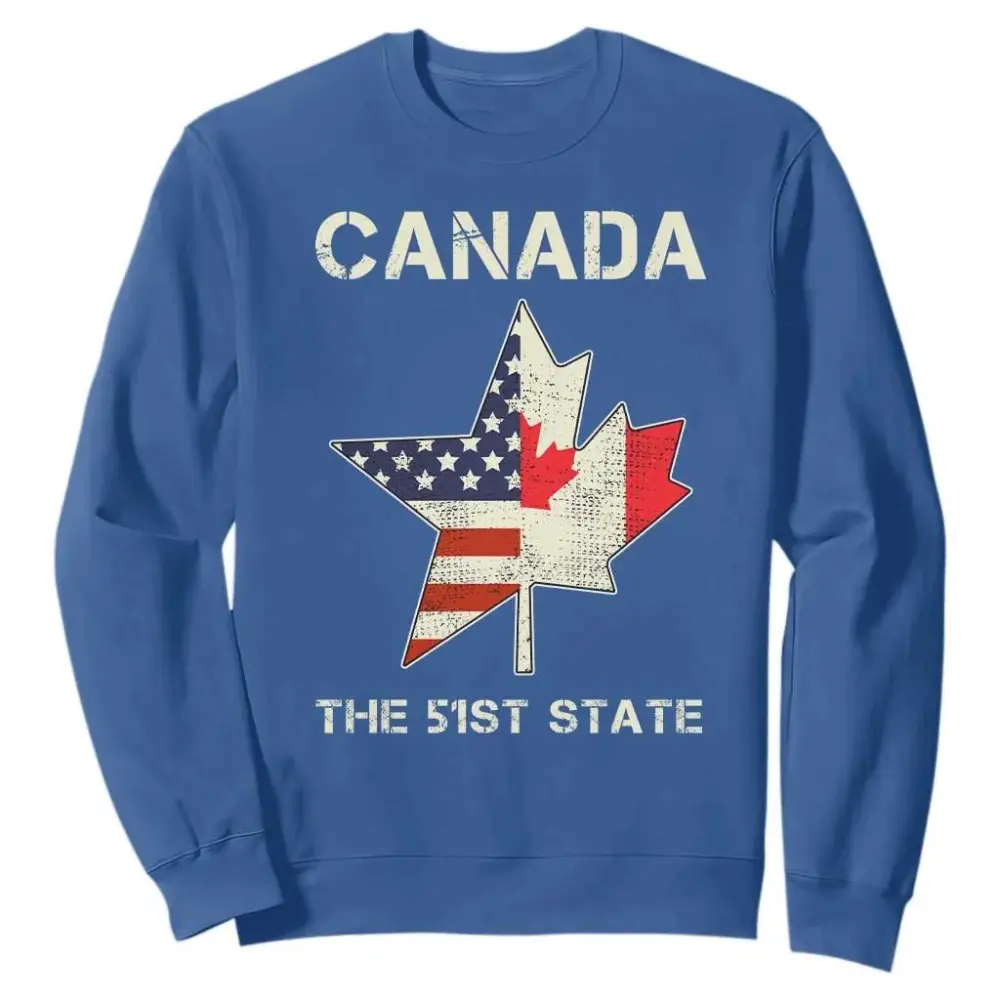 Canada The 51st State Sweatshirt Maple Canadian American Flag TS09