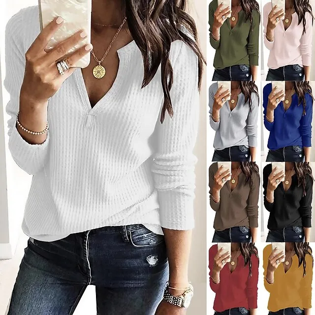 T shirt Tee Women's Black White Yellow Solid Colored Basic Street Daily Basic Round Neck S