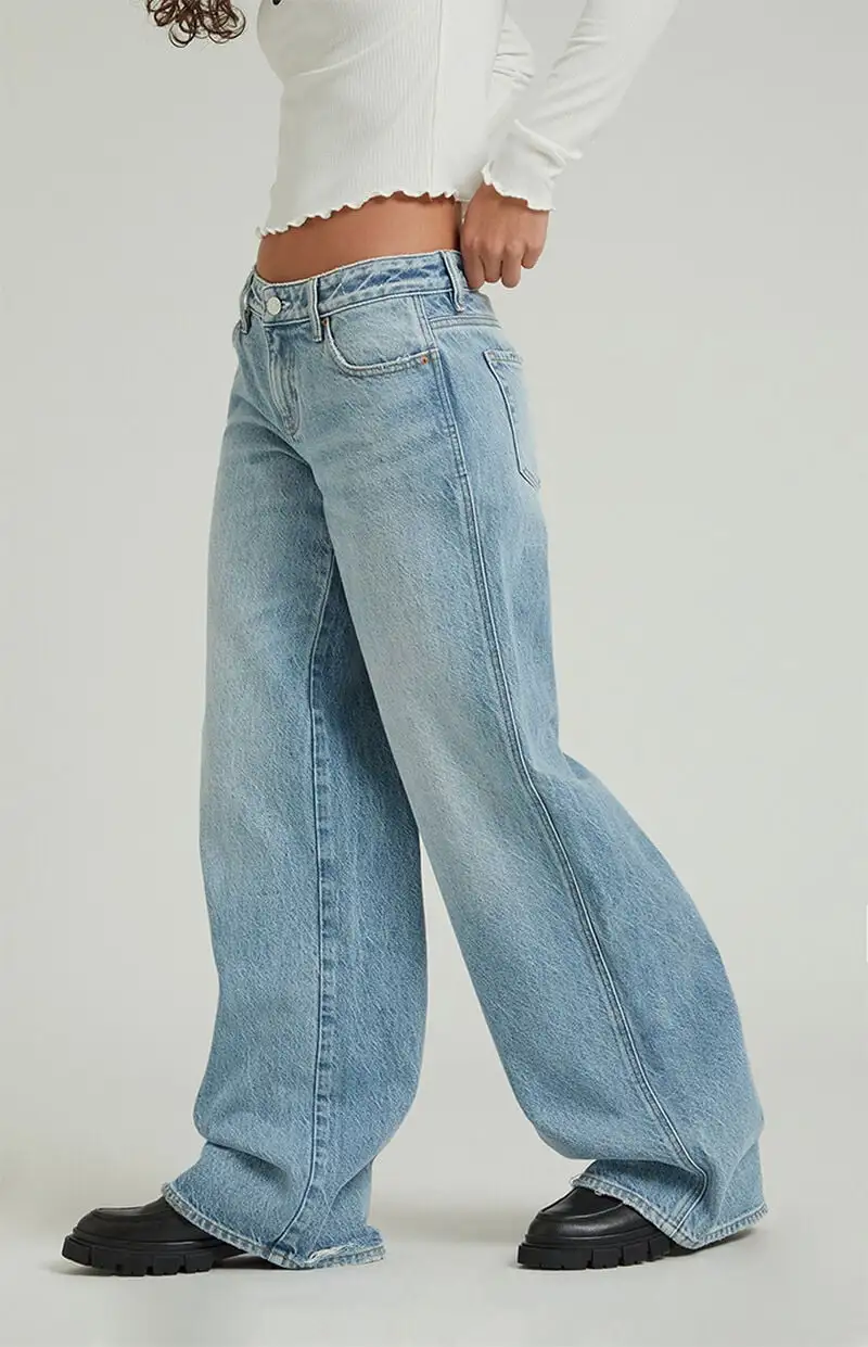 PacSun Casey Light Indigo Butt Slit Low Rise Baggy Jeans